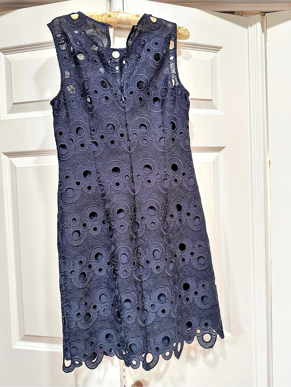 Ann Taylor Blue Eyelet Mini Dress Size 8 Like New